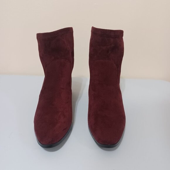Extreme by Eddie Marc Burgundy Faux Suede Booties - Picture 2 of 3